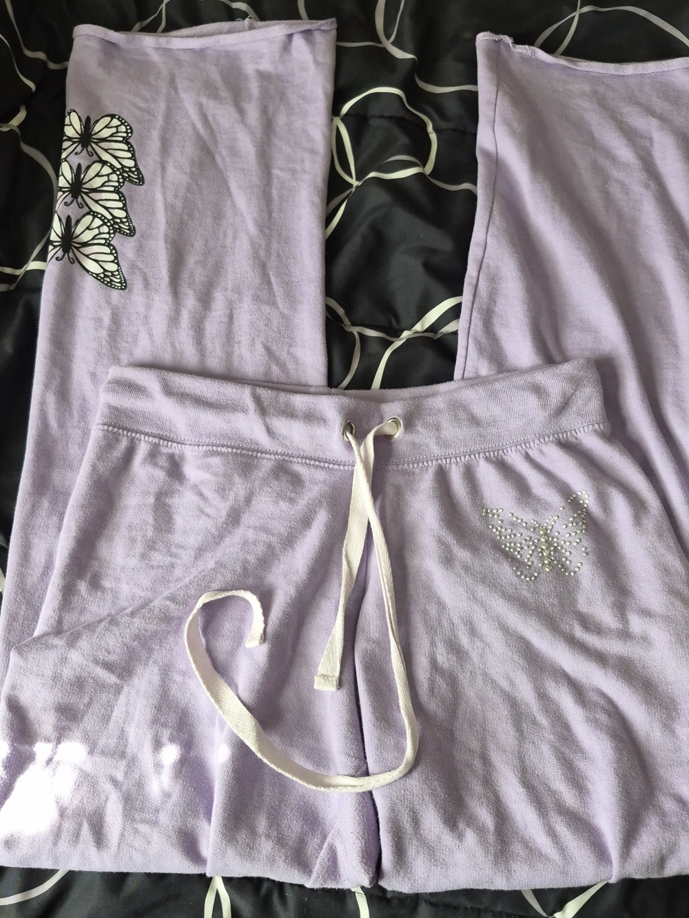 Rue21 Lilac Butterfly Lounge Pants with Rhinestone Detail